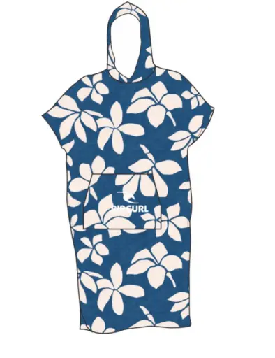 MIXED HOODED TOWEL RIP CURL WMS - MID BLUE / OFF WHITE