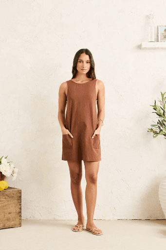 DRESS RHYTHM HANALEI MINI - CHOCOLATE
