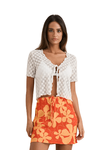TOP RHYTHM GIGI LACE SHORT SLEEVE - WHITE