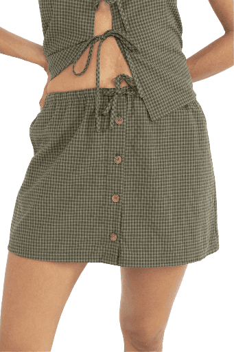SKIRT RHYTHM LOUISE CHECK - OLIVE