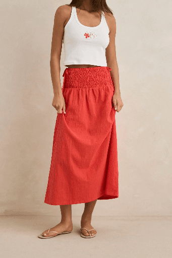 SKIRT RHYTHM ALANA TIE SIDE MAXI - RED