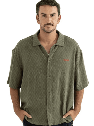 SHIRT RHYTHM WASH CHECK RELAXED SS - GREEN (