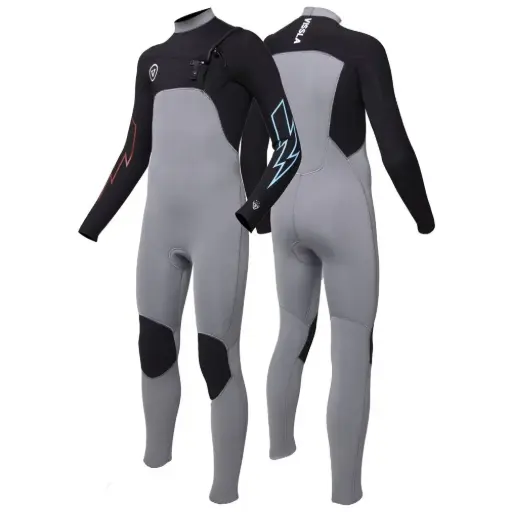 WETSUIT VISSLA 7 SEAS BOYS 4-3 BOLT FULL CHEST ZIP -GRY (