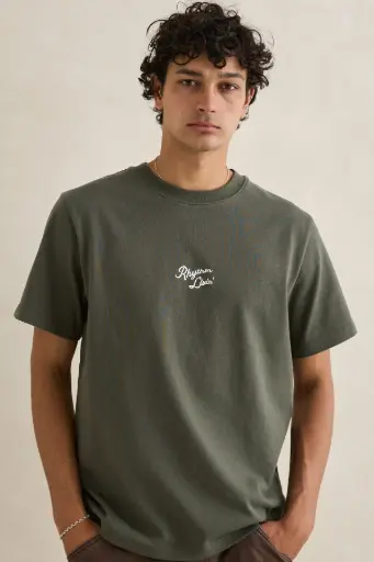 T-SHIRT RHYTHM HALLMARK HEAVY VINTAGE EMBROIDERED VINTAGE SS - SILVER PINE (