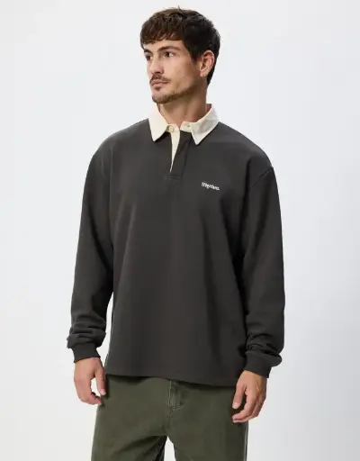 POLO RHYTHM KOA VINTAGE RUGBY LS - BLACK (