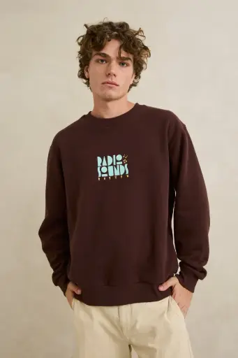 FLEECE RHYTHM RADIO SOUNDS CREW - CHESTNUT (