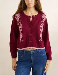 CARDIGAN RHYTHM SANDY CROP - PLUM