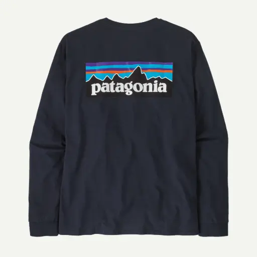 LONGSLEEVE PATAGONIA P-6 LOGO RESPONSIBILI-TEE - BLK (